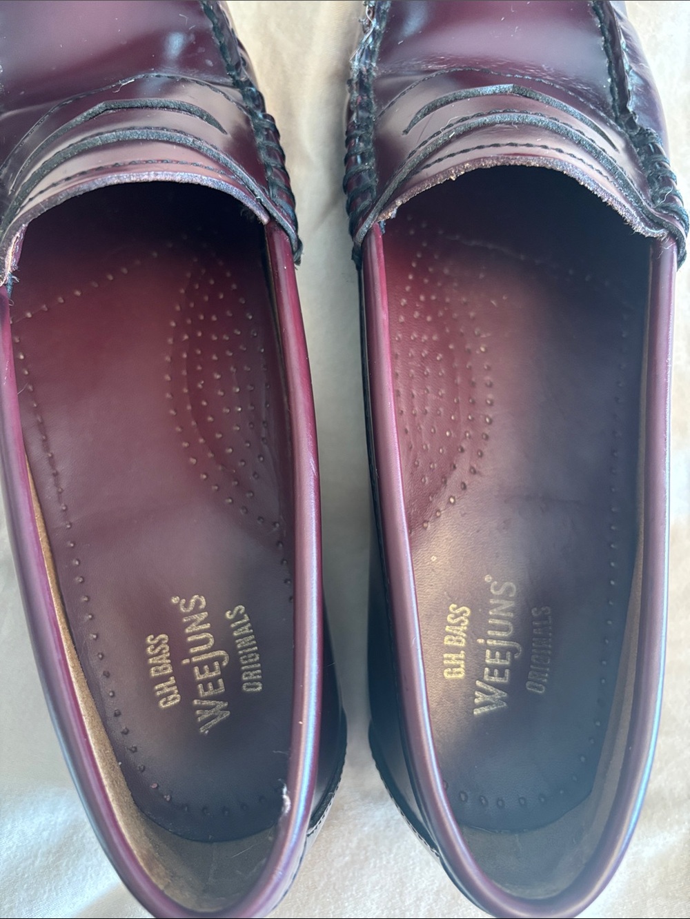 G.H. Bass Weejuns Whitney Penny Loafers Wine Burgundy Size 8.5 with Box - Picture 4 of 6